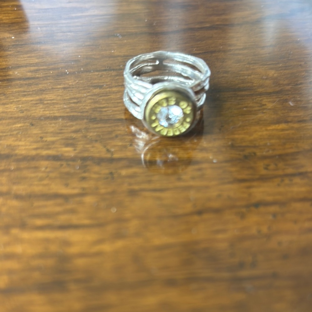 Bullet ring. Federal 40 S & W. Silver and brass.